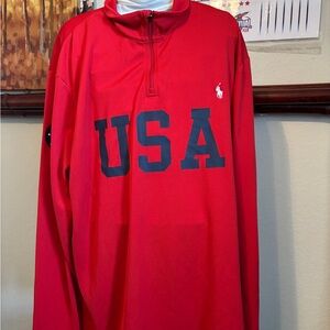 Polo by Ralph Lauren Red Quarter-Zip Sweatshirt USA 🇺🇸 Olympics